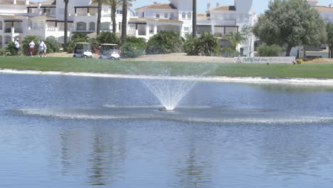 Water-fountain-in-the-middle-of-a-lake-in-Spain