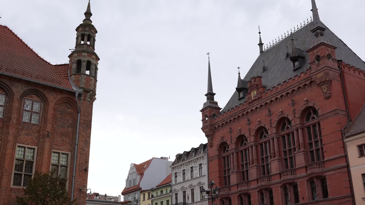 Medieval old town in Torun, historic buildings with Gothic architecture