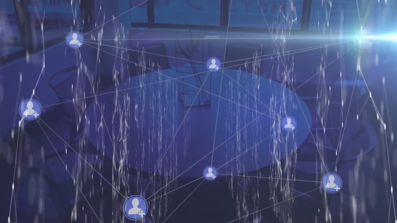 Animation of network of connections over office