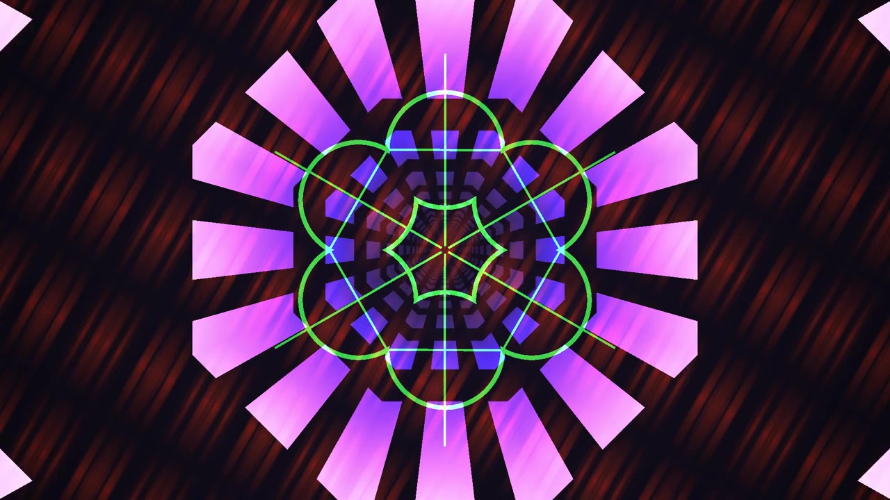 Abstract Geometric Kaleidoscope Pattern with Pulsing Light Effects