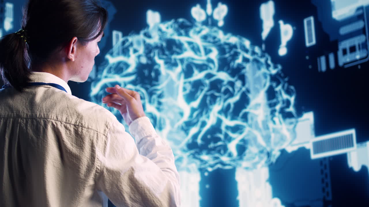 Developer using AI computing simulation