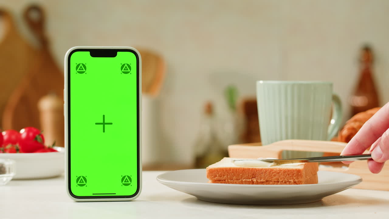 Green Screen Smartphone Video of Breakfast Meal