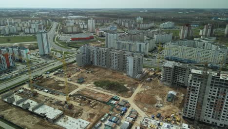 large construction site. construction of modern multi-storey residential building