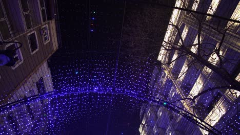 abstract christmas lights as building exterior at night