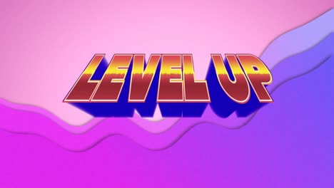 Digital-animation-of-level-up-text-against-purple-wave-effect-on-pink-background