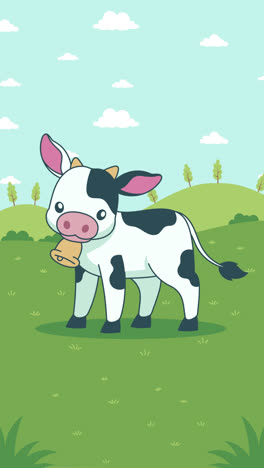 cute cartoon cow on a farm