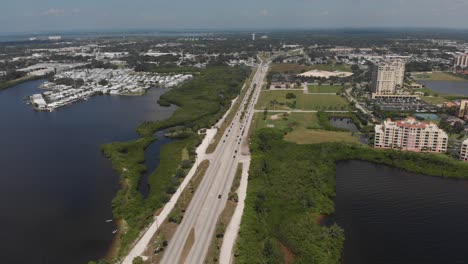 aerial of route 41 heading into palmetto, florida