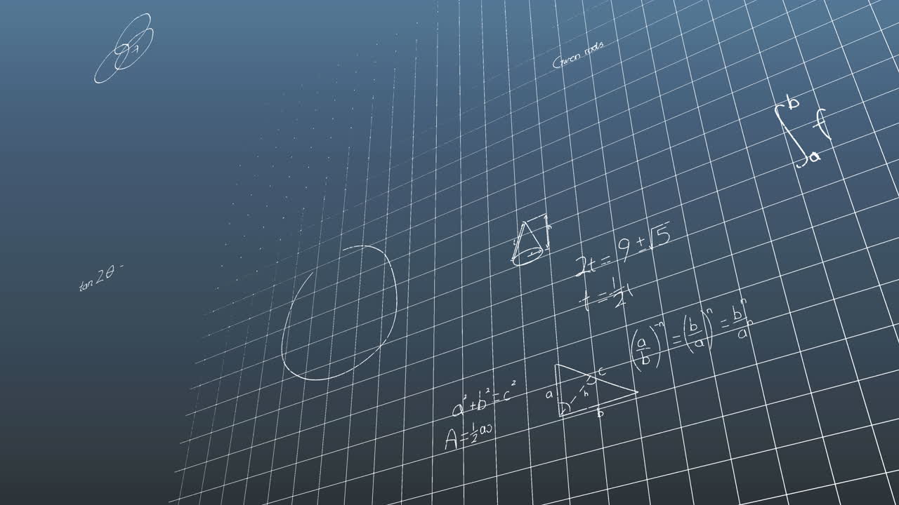 Animation of mathematical data processing on grey background