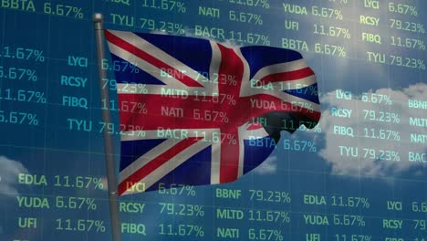 animación de codificación binaria y bandera móvil de irán sobre los edificios del hombre
