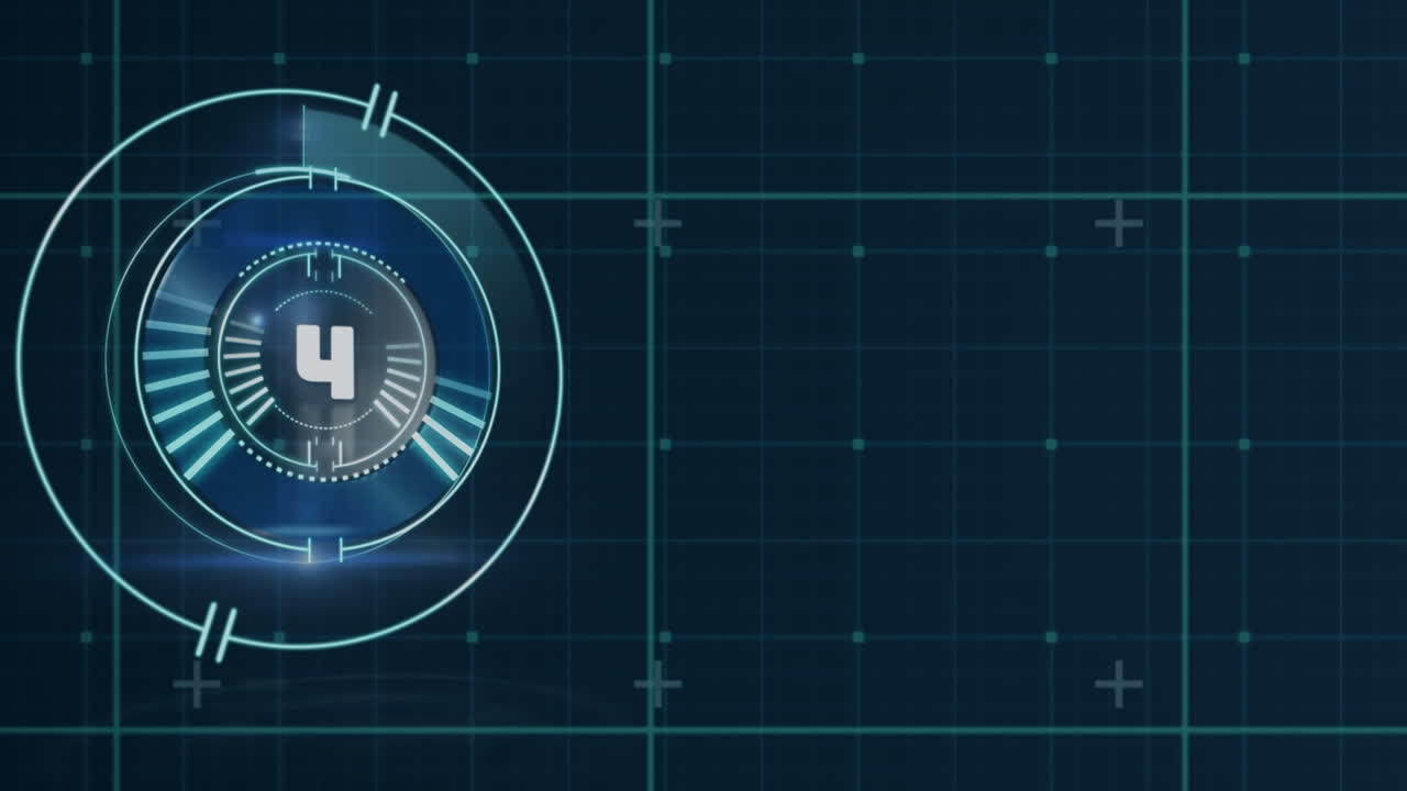 그리드 상의 카운트다운과 함께 범위 스캐닝의 애니메이션