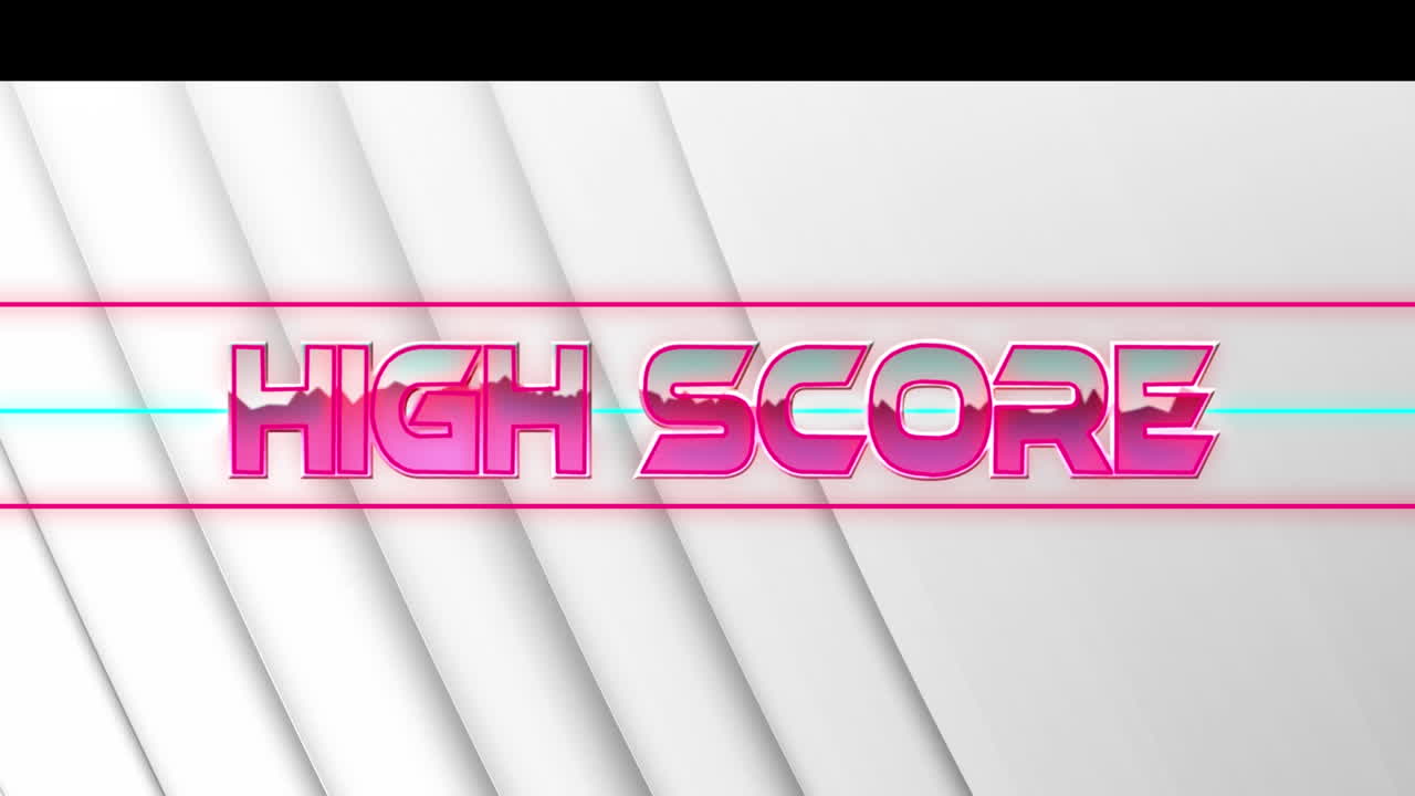 Animation of high score text over white geometrical background