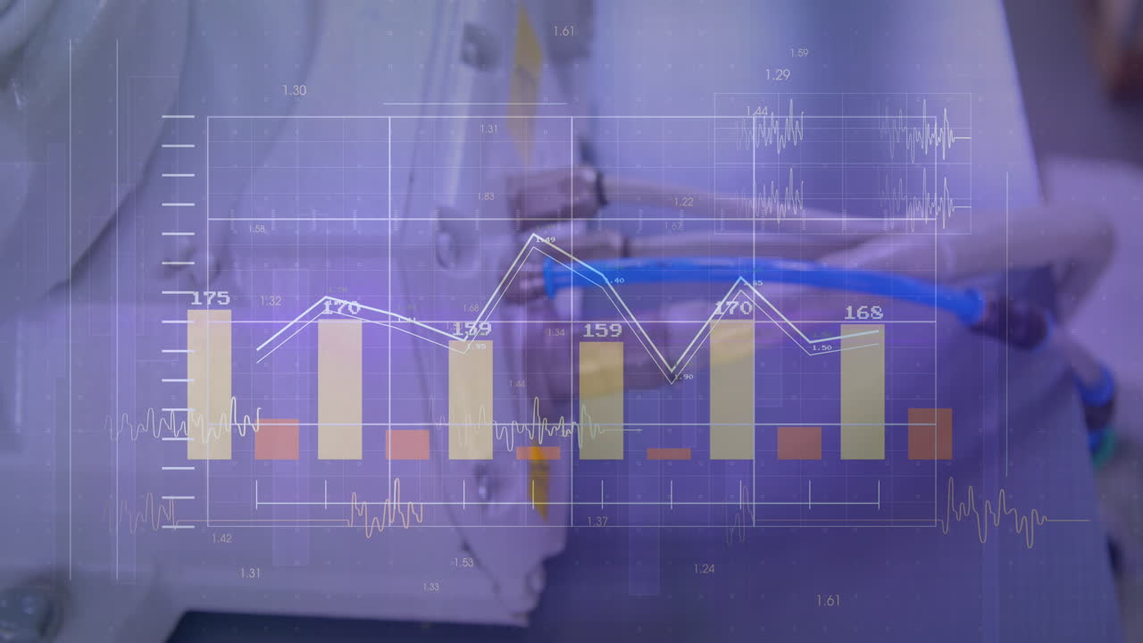 animación del procesamiento de datos financieros a través de la sala de servidores