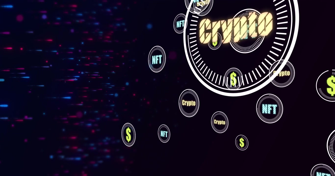 Criptomoedas entrando pela direita, escalando e orbitando um medidor em anel, enquanto visualizam o fluxo do mercado.