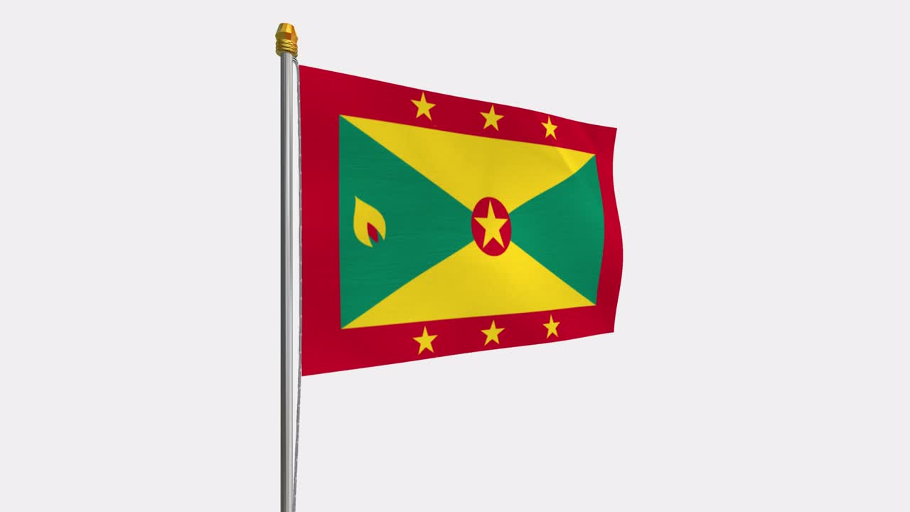 바람에 날아다니는 그레나다 발의 루프 비디오, 4k의 느린 동작 비디오, 알파 채널