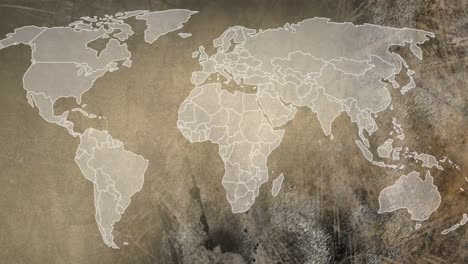 Animation-of-interference-over-world-map-on-beige-background