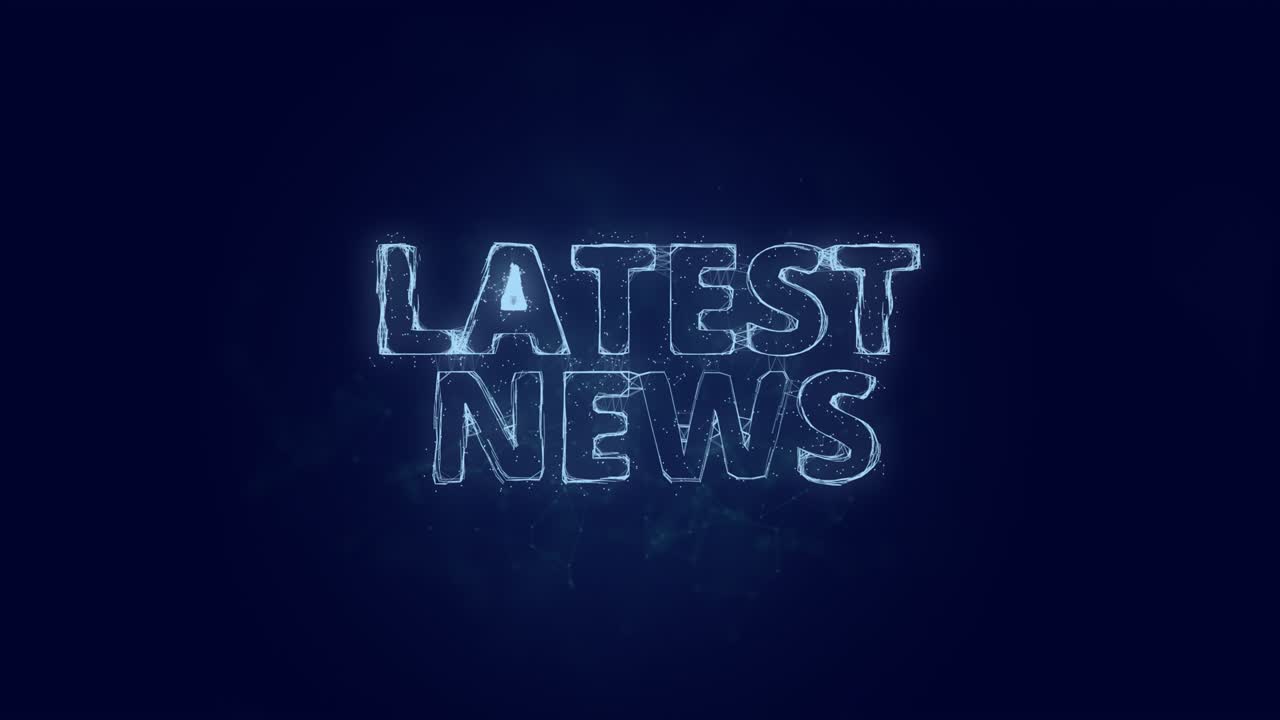 Latest news text. Plexus with text Latest news. Plexus. 4K video