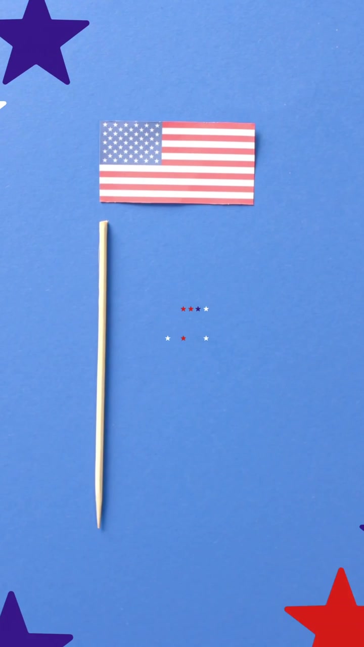Animazione di stelle che cadono sulla bandiera degli Stati Uniti d'America su sfondo blu