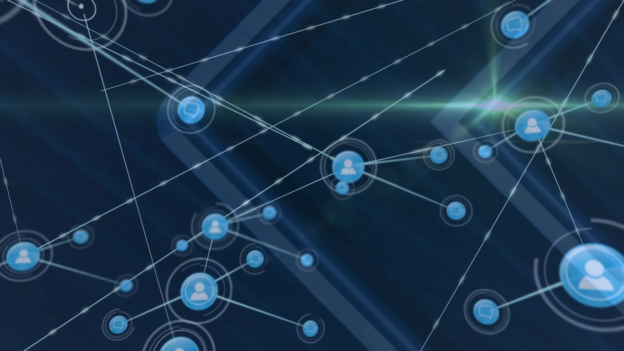 Digital Network Connection Animation with User Icons