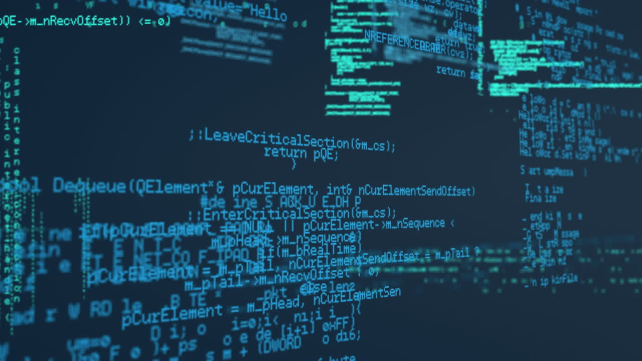 animación del procesamiento de datos y manchas rojas sobre fondo negro