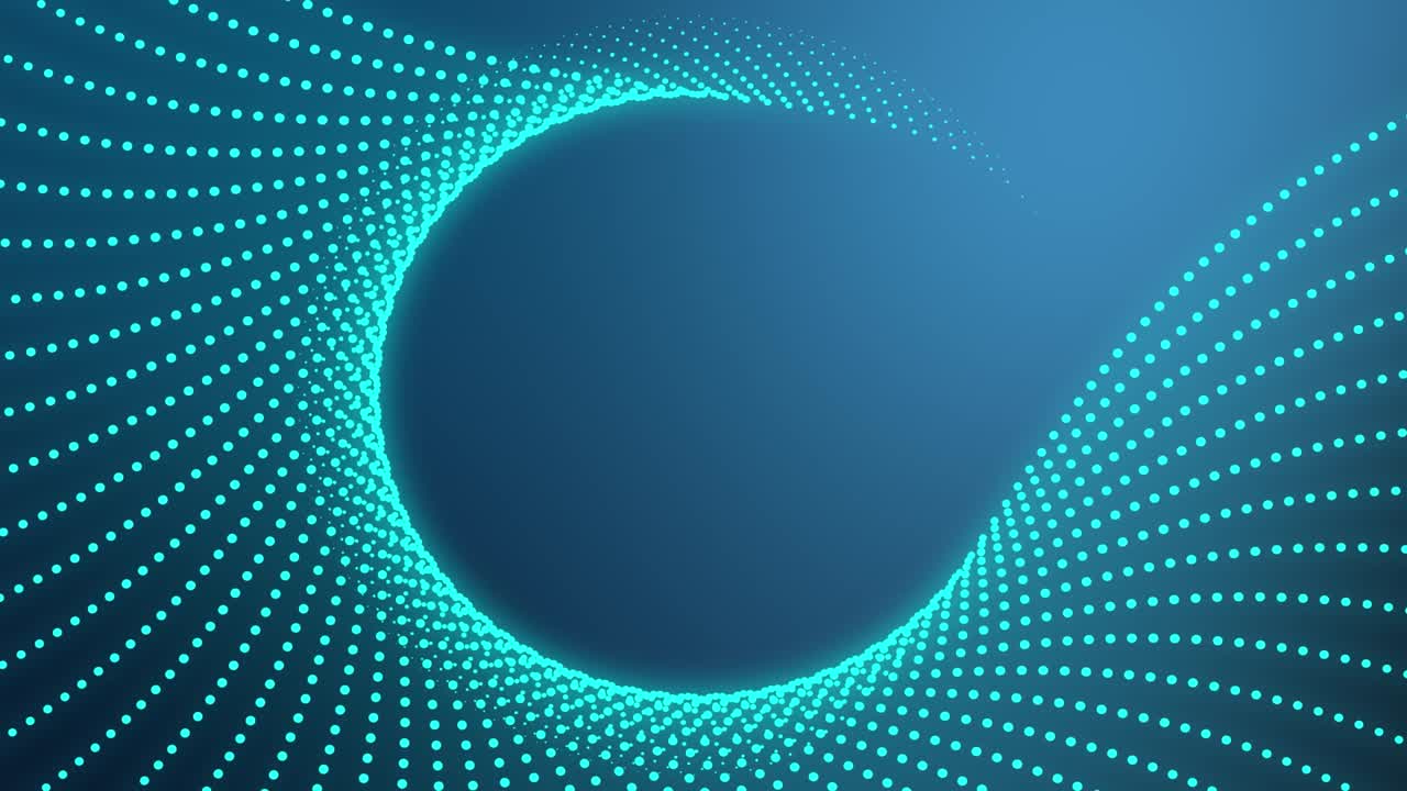 loop movement of dots on circle on a blue background. 4k