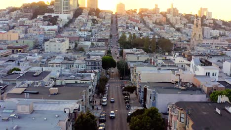 aeria: san francisco neighborhood streets, drone view