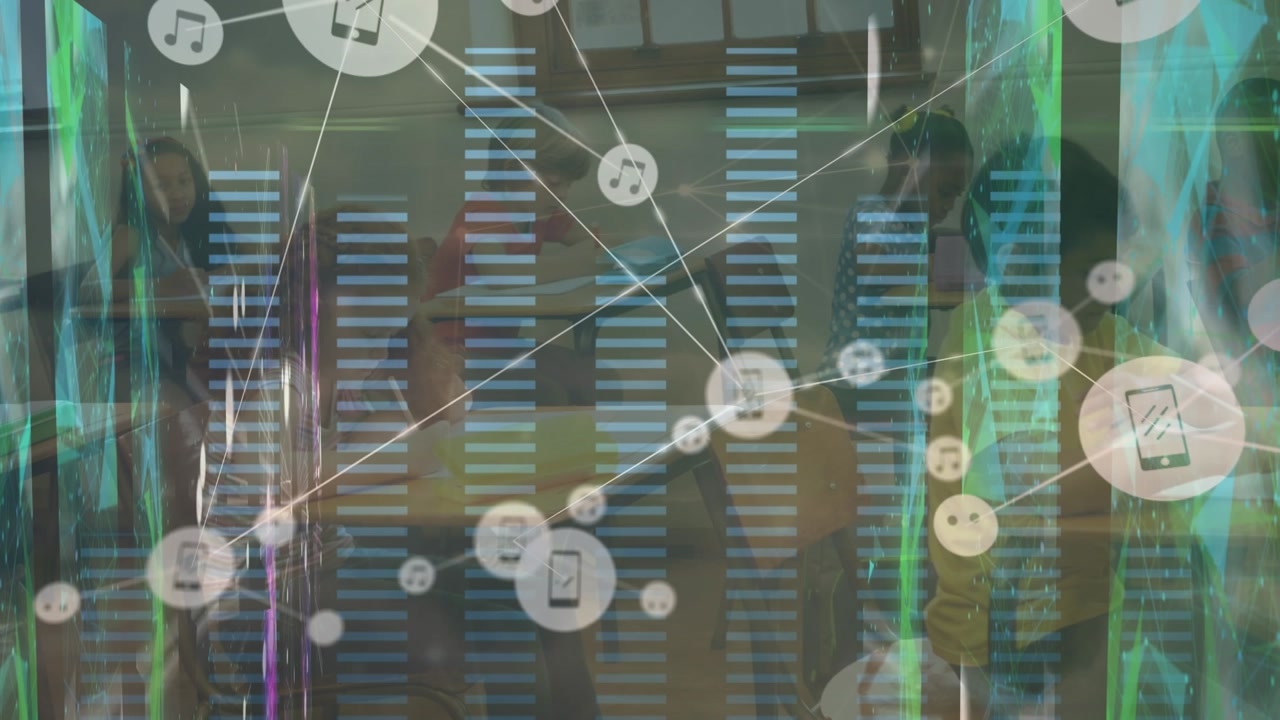Animation of network of connections over diverse schoolchildren learning