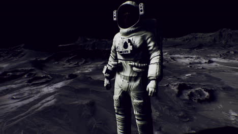 astronaut exploring the moons surface during a serene lunar night