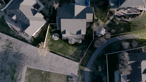 large backyard deck on a single-family home - descending aerial view