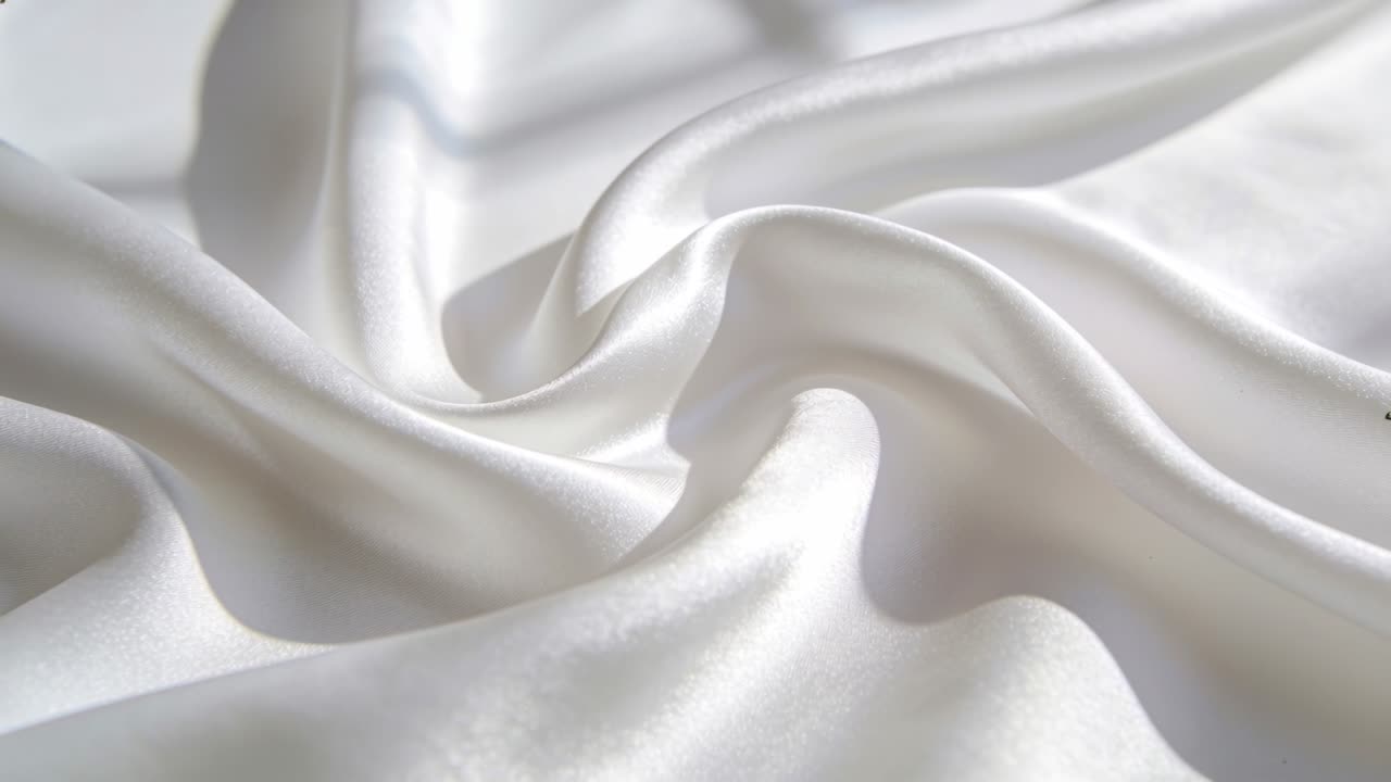 Shifting white silk sheet under upper-left studio light, tightening swirl and softening folds