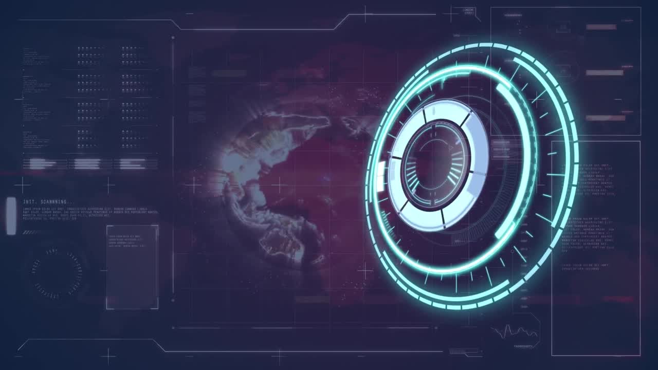 анимация обработки данных часов и карты на военно-морском фоне