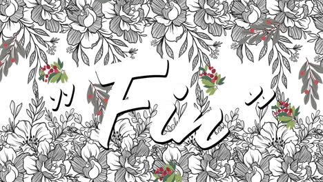animação de texto com flores caindo em fundo floral