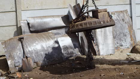 excavator machine being operated in the junkyard 4k