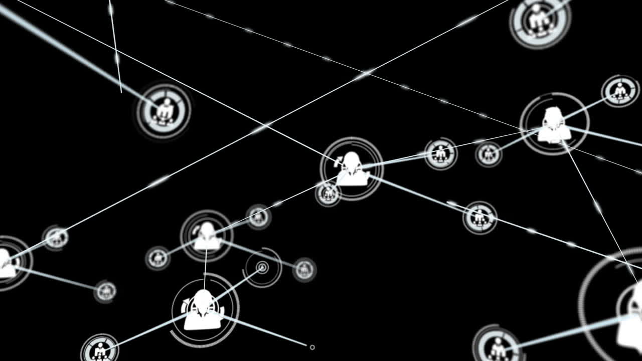 animación de redes de conexiones con iconos