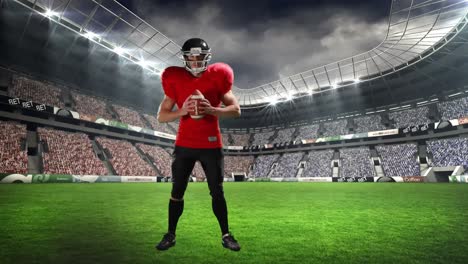 animation of american football player over sports stadium