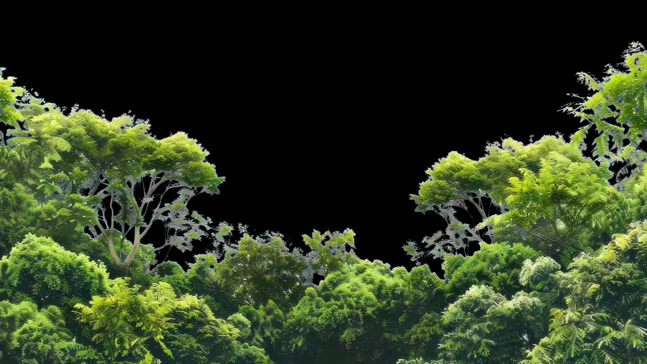 Tropical jungle animated overlay, transparent 4K video, alpha channel, ProRes 4444