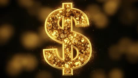 a stunning golden dollar sign glittering with sparkling jewels, symbolizing wealth and prosperity in a captivating visual display