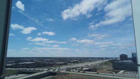 moving time-lapse of a busy highway near chicago