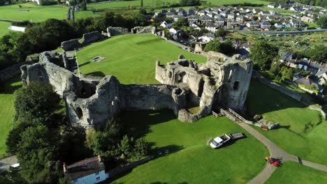 landmark ancient welsh denbigh castle medieval old hill monument ruin tourist attraction aerial view