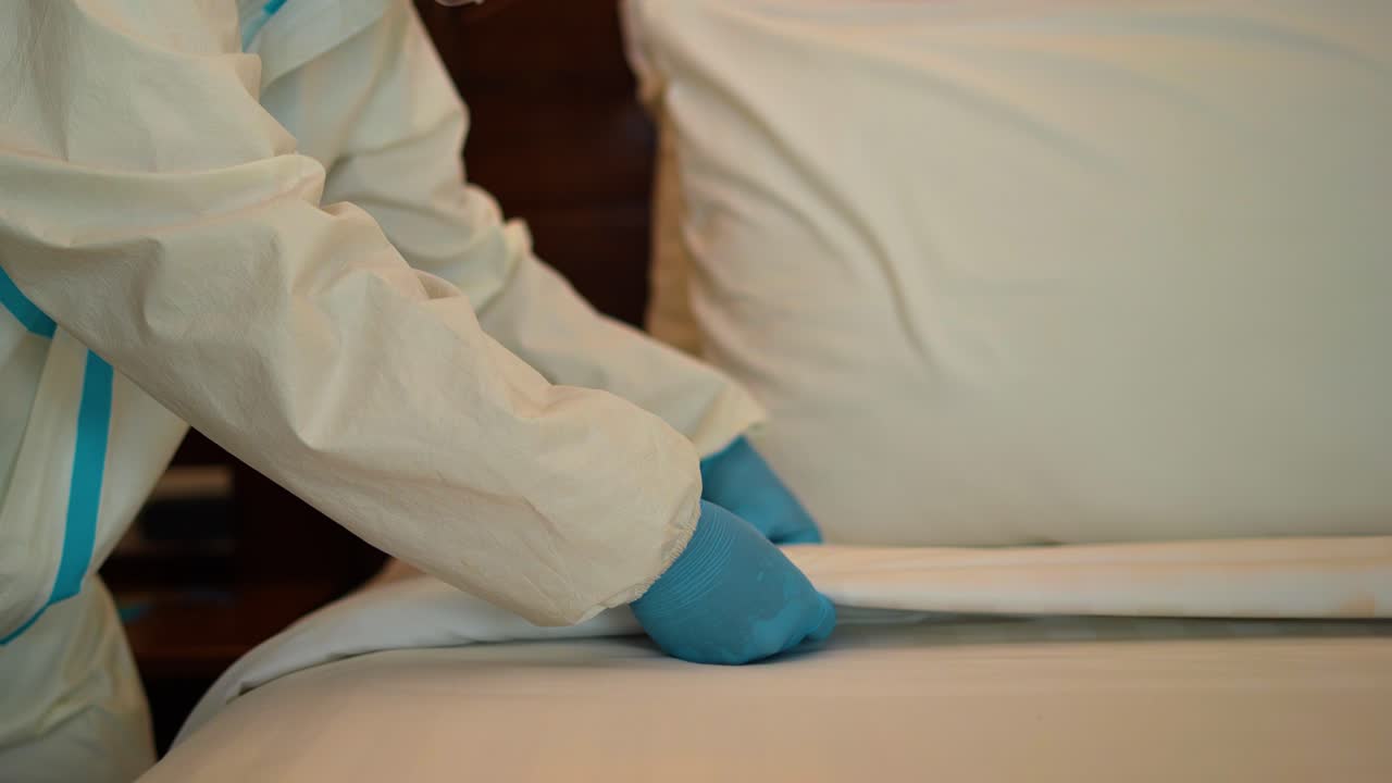 흰색 호텔 침대 짐벌 트럭을 왼쪽으로 만드는 의료 종사자