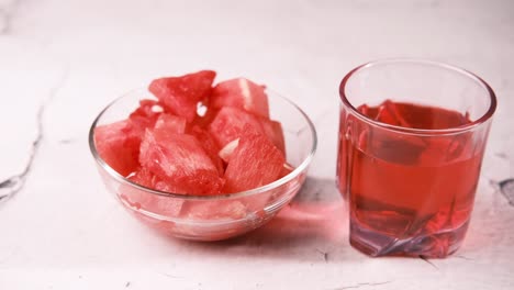 watermelon cubes and juice