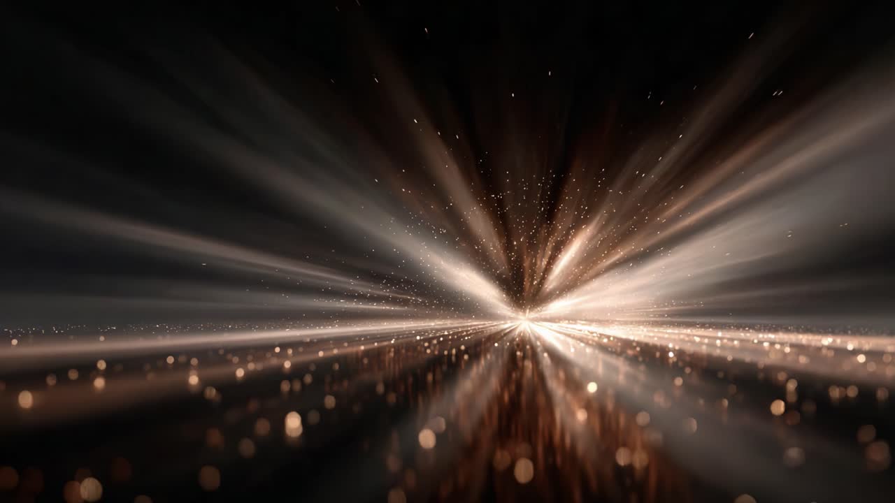 An Ethereal Display of Light Rays and Sparkling Particles in a Dynamic Scene, Capturing the Essence of Motion and Energy at Its Core