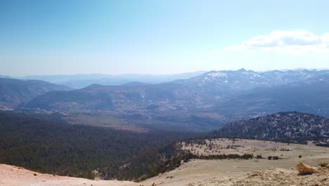 gimbal panning shot of the surrounding vista from the summit of mammoth mountain in california