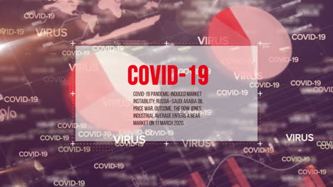 covid-19 text banner and covid-19 concept texts floating against statistical data processing