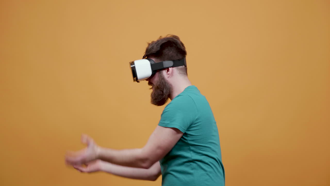 Man experiencing virtual reality with VR headset