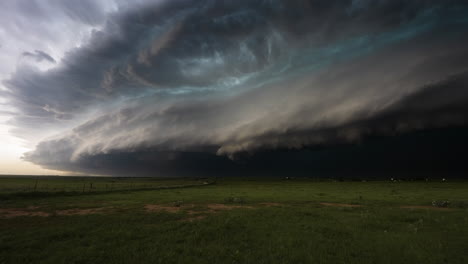 dark dangerous severe storm shelf cloud moving closer