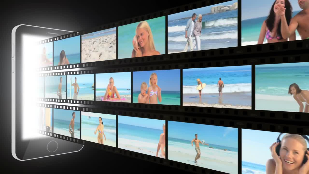 montaje de diferentes miembros de la familia disfrutando de algunos momentos