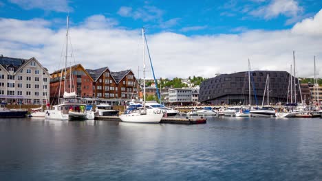 view of a marina in tromso, north norway