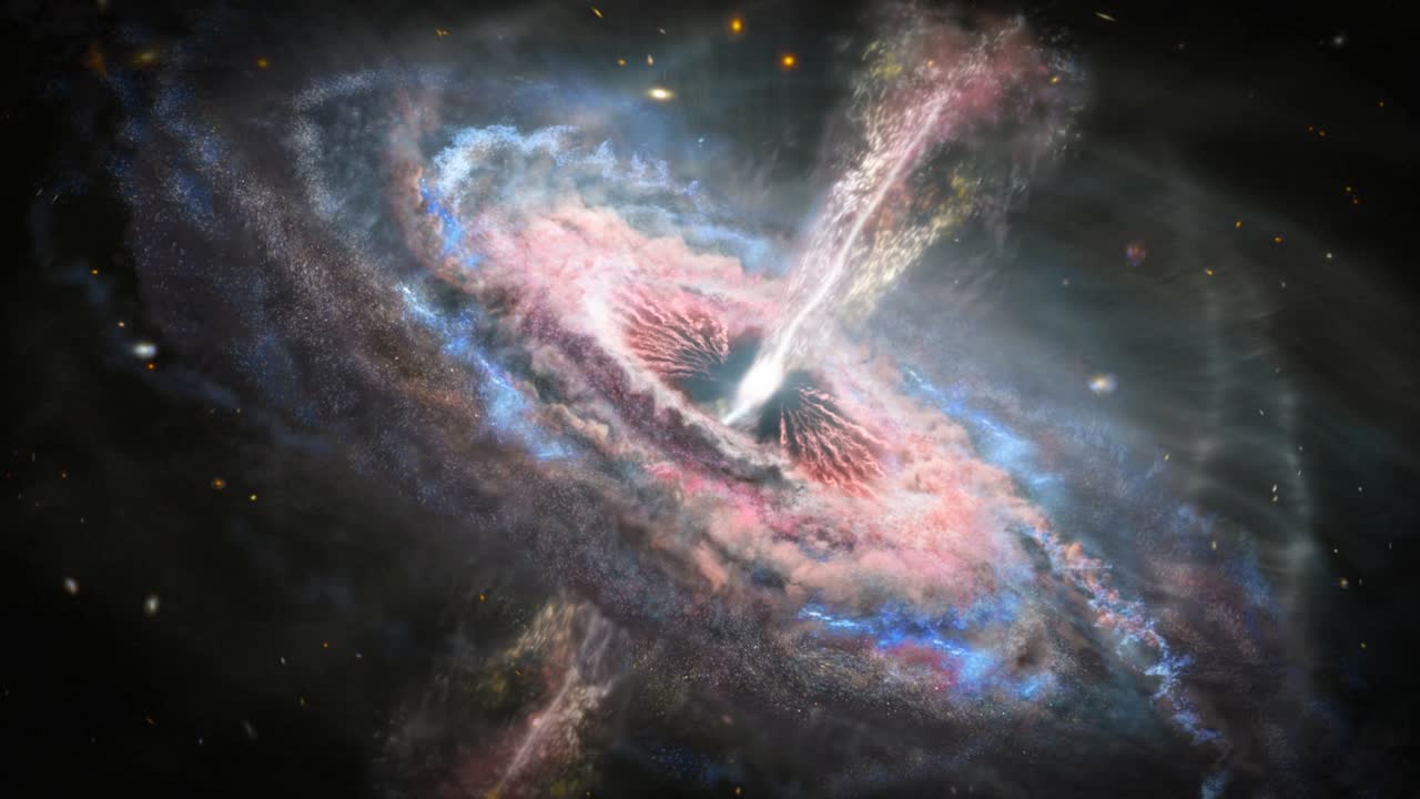 los cuásares atraviesan las galaxias como tsunamis. concepto científico.