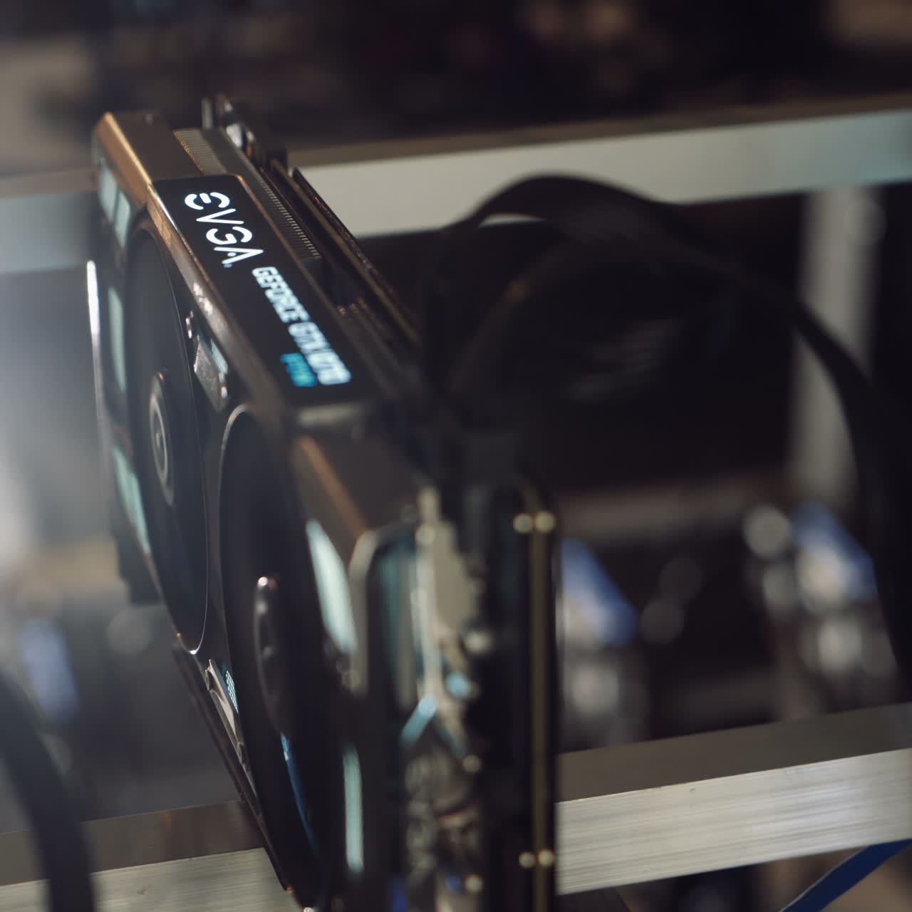 Home made Working graphic video cards for e-currency. Computer for Bitcoin and cryptocurrency virtual mining. Crypto farm.