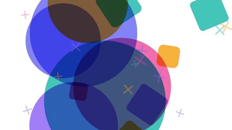 Abstract Motion Graphics with Overlapping Colorful Geometric Shapes